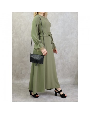 Robe longue fluide casual et chic évasée à volants pour femme (Plusieurs couleurs disponibles) 