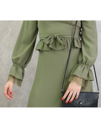 Robe longue fluide casual et chic évasée à volants pour femme (Plusieurs couleurs disponibles) 