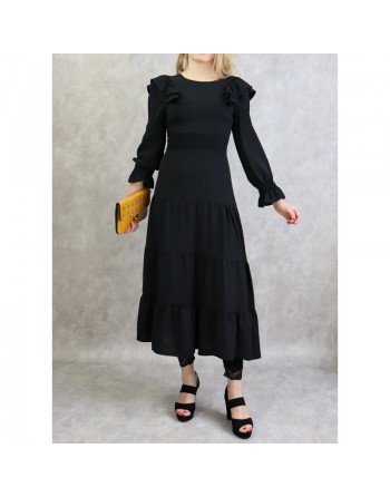 Robe à collerettes de couleur noir 