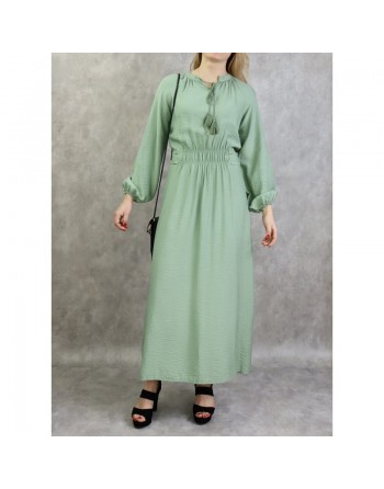 Robe longue féminine fluide pour femme - Couleur Vert amande 