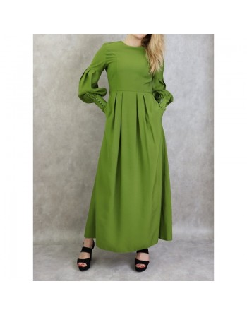 Robe longue raffinée de couleur vert olive 