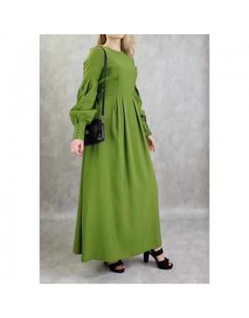Robe longue raffinée de couleur vert olive 