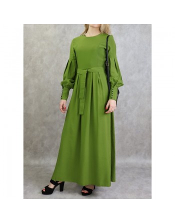 Robe longue raffinée de couleur vert olive 