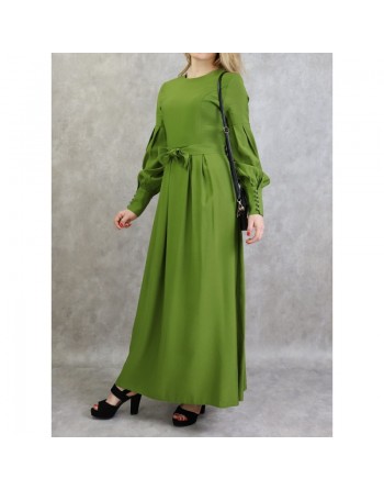 Robe longue raffinée de couleur vert olive 