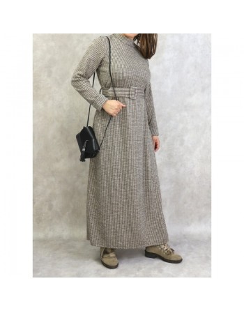 Robe hiver longue de couleur beige, kaki et noir 