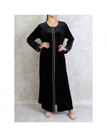 Robe longue en velours avec fermeture zip de couleur noire 