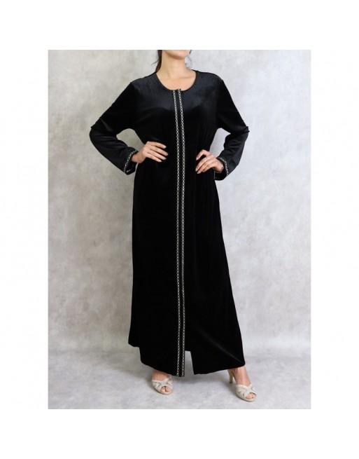 Robe longue en velours avec fermeture zip de couleur noire Robe longue en velours avec fermeture zip de couleur noire