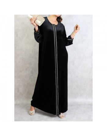 Robe longue en velours avec fermeture zip de couleur noire 
