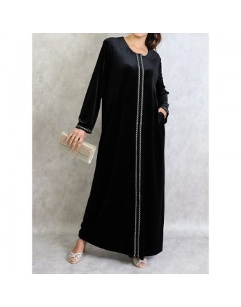 Robe longue en velours avec fermeture zip de couleur noire 