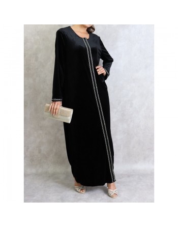 Robe longue en velours avec fermeture zip de couleur noire 