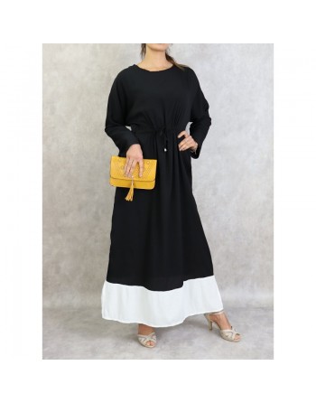 Robe longue bicolore noire et blanche 