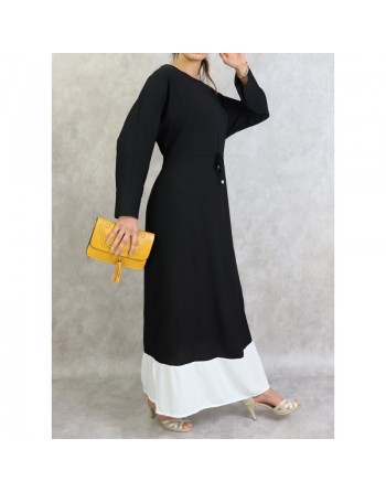 Robe longue bicolore noire et blanche 