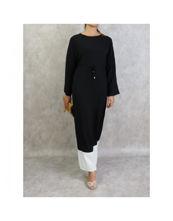 Robe longue bicolore noire et blanche 