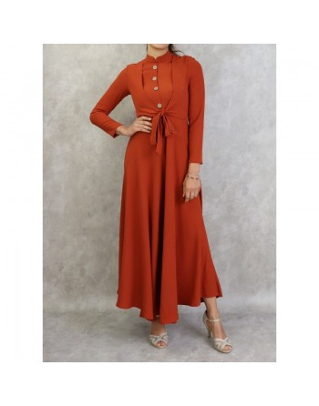 Robe longue style boléro pour femme - Couleur rouille 