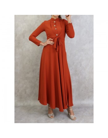 Robe longue style boléro pour femme - Couleur rouille 