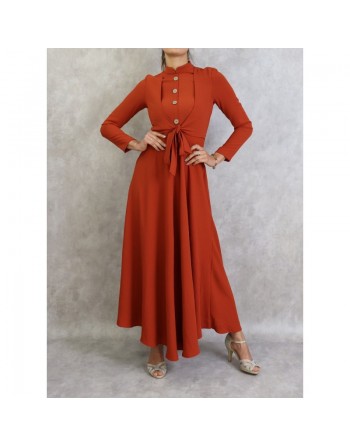 Robe longue style boléro pour femme - Couleur rouille 