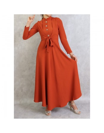 Robe longue style boléro pour femme - Couleur rouille 