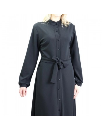 Robe chemise entièrement boutonnée avec ceinture - Couleur Noir - Marque Amelis pour femme 