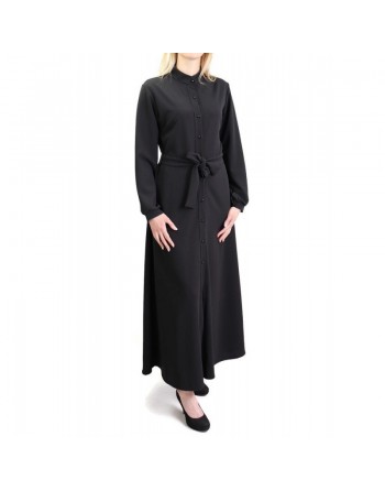 Robe chemise entièrement boutonnée avec ceinture - Couleur Noir - Marque Amelis pour femme 