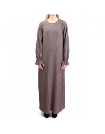 Robe longue entièrement plissée - Couleur Taupe 
