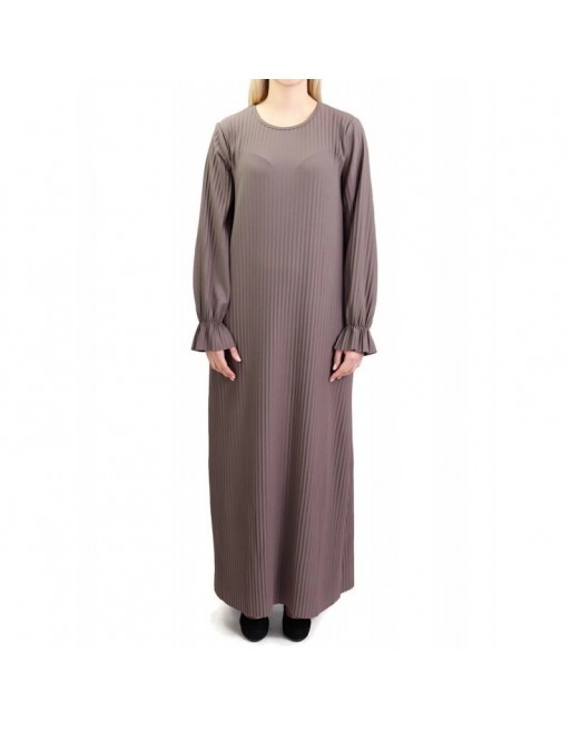 Robe longue entièrement plissée - Couleur Taupe Robe longue entièrement plissée - Couleur Taupe