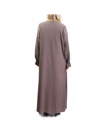 Robe longue entièrement plissée - Couleur Taupe 