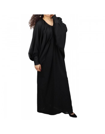 Robe noire ample col V pour femme (Plusieurs couleurs disponibles) - Robes grandes tailles pas cher 