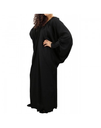 Robe noire ample col V pour femme (Plusieurs couleurs disponibles) - Robes grandes tailles pas cher 