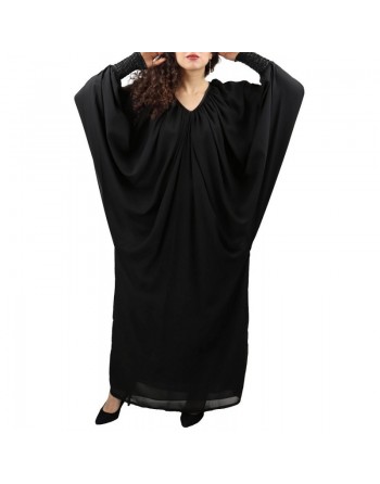 Robe noire ample col V pour femme (Plusieurs couleurs disponibles) - Robes grandes tailles pas cher 