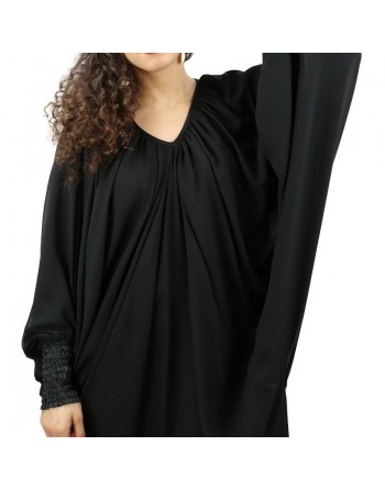 Robe noire ample col V pour femme (Plusieurs couleurs disponibles) - Robes grandes tailles pas cher 