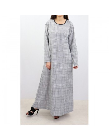 Robe très longue évasée à rayures noires et bleues pour femme 