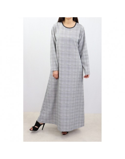 Robe très longue évasée à rayures noires et bleues pour femme Robe très longue évasée à rayures noires et bleues pour femme