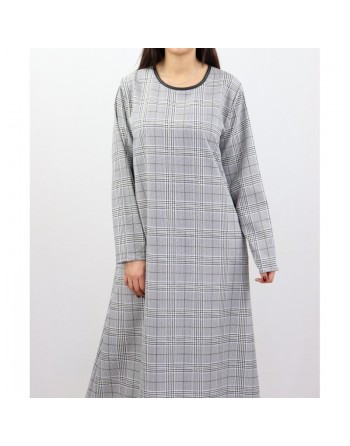 Robe très longue évasée à rayures noires et bleues pour femme 