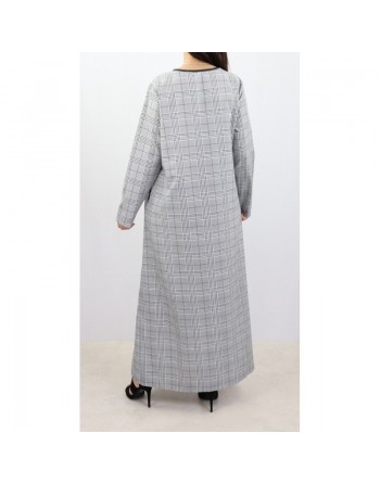 Robe très longue évasée à rayures noires et bleues pour femme 