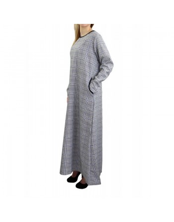 Robe très longue évasée à rayures noires et bleues pour femme 