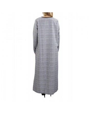 Robe très longue évasée à rayures noires et bleues pour femme 