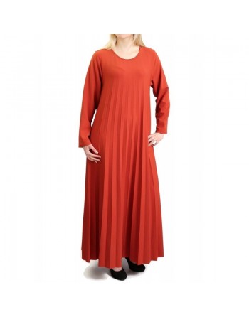 Robe longue plissée et évasée - Taille standard - Couleur Orange Brique 