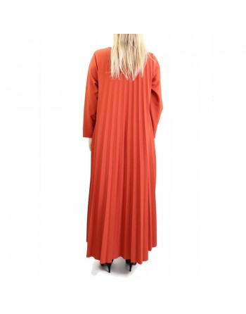 Robe longue plissée et évasée - Taille standard - Couleur Orange Brique 