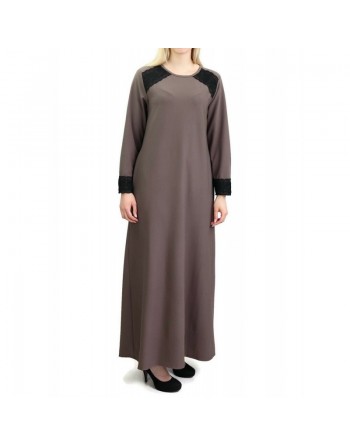 Robe longue à manches longues sobre et chic - Couleur Taupe 