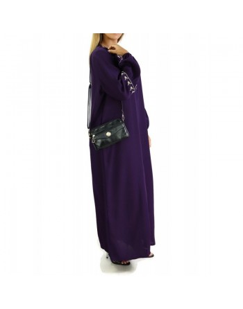 Robe manches longues avec motifs et fermeture zip devant - Couleur Violet 