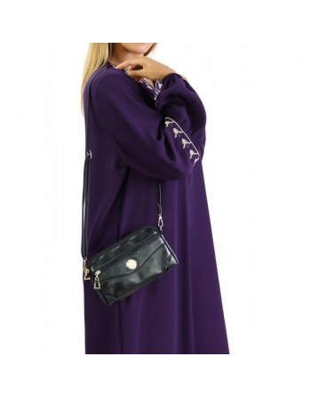 Robe manches longues avec motifs et fermeture zip devant - Couleur Violet 