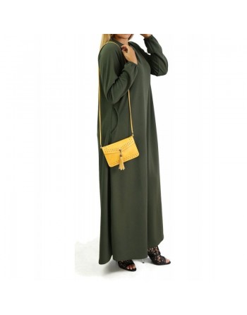 Robe basique évasée col V pour femme (Grande Taille) - Couleur Kaki 