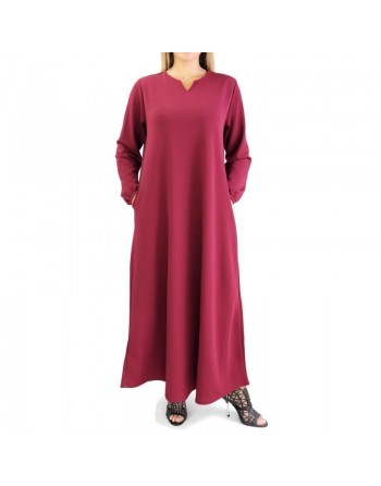 Robe longue basique évasée - Grandes Tailles à petit prix - Couleur Rouge grenat 