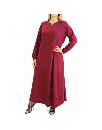 Robe longue basique évasée - Grandes Tailles à petit prix - Couleur Rouge grenat 