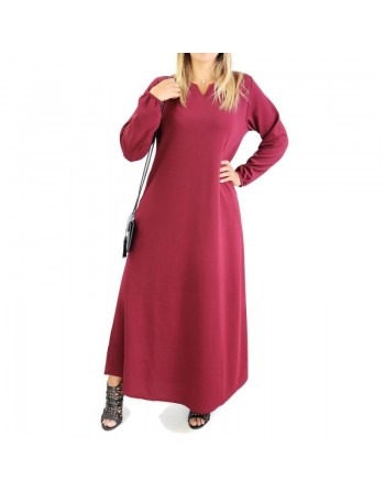 Robe longue basique évasée - Grandes Tailles à petit prix - Couleur Rouge grenat 