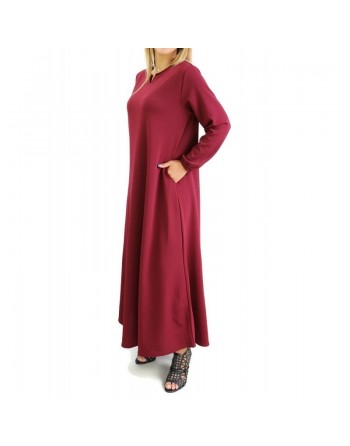 Robe longue basique évasée - Grandes Tailles à petit prix - Couleur Rouge grenat 