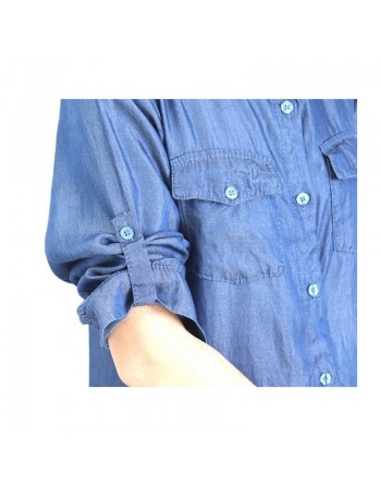 Robe chemise longue pour femme de marque Amelis Paris - Couleur jean brut 