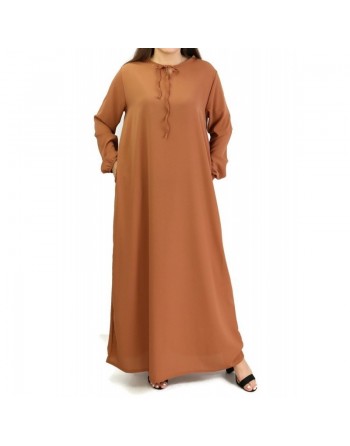 Robe simple longue et évasée pour femmes - Couleur rouille 