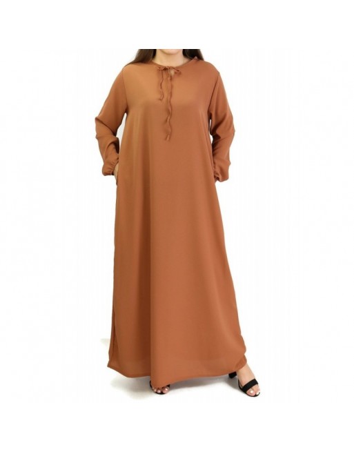 Robe simple longue et évasée pour femmes - Couleur rouille Robe simple longue et évasée pour femmes - Couleur rouille