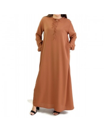 Robe simple longue et évasée pour femmes - Couleur rouille 